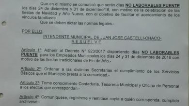 Photo of Fw: EL MUNICIPIO ADHIERE A LOS DÍAS NO LABORABLES PUENTE EL 24 Y 31