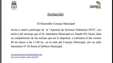 Photo of Fw: PÍO SANDER INAUGURARÁ EL PERIODO DE SESIONES DEL CONCEJO