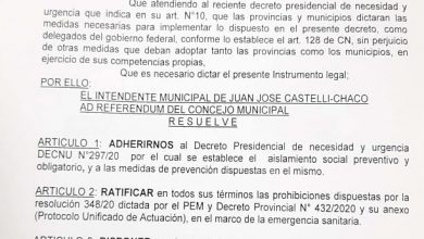 Photo of Fw: EL INTENDENTE SANDER FIRMÓ UNA NUEVA RESOLUCIÓN MUNICIPAL POR LA CUARENTENA POR EL COVID-19